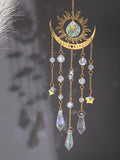 Popxstar 1pc gold flame moon crystal pendant sunlight catcher outdoor garden ab colourful hanging decorations hanging ornaments