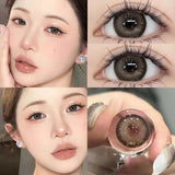 2PCS Brown Natural Color Contact Lenses with Myopia Graduation Beauty Korean High Quality Lens 0~-8.00 Fast Shipping