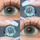 Popxstar Korean Hot Sale Colored Contact  Lenses with Myopia Degree Grade 0.00- 8.00 Blue Green Beauty Pupilentes 2Pcs Soft Lens