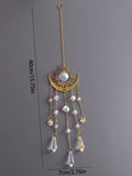 Popxstar 1pc gold flame moon crystal pendant sunlight catcher outdoor garden ab colourful hanging decorations hanging ornaments