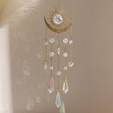 Popxstar 1pc gold flame moon crystal pendant sunlight catcher outdoor garden ab colourful hanging decorations hanging ornaments