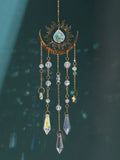 Popxstar 1pc gold flame moon crystal pendant sunlight catcher outdoor garden ab colourful hanging decorations hanging ornaments