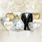Popxstar 2/8pcs Bear Wedding Dress Suit Groom and Bride Aluminum Film Balloon, Party Balloon,Party and Wedding Decorations Supplies