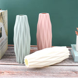 Popxstar 1PC Diamond Pattern Plastic Smooth Vase White Imitation Ceramic Flower Pot Thick and Durable for Living Room Bedroom Home Decora