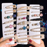 Popxstar Woman Elegant Geometric Pearl Hairpins Korean Style Hair Clips Alloy Barrettes Girls Hair Accessories Hair Grips Headwear