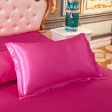 Popxstar 1pc/2pcs Satin Pillowcase Solid Color Pillow Cover High-End Cover Pillow Bedding Pillow Case Cover