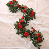 Popxstar Silk Artificial Rose Vine Hanging Flowers for Wall Christmas Rattan Fake Plants Leaves Garland Romantic Wedding Home Decoration