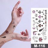 Popxstar Arabic Language Waterproof Temporary Tattoo Sticker Black Love Text Word Letter Body Art Arm Wrist Leg Fake Tatoo For Women Men