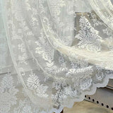 Popxstar White Lace Tulle Curtains for Bedroom Floral Window Treatments European-Style Sheer Voile For Livingroom Kitchen Drape Girl Room