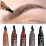 Popxstar 4D Microblading Eyebrow Pen 4 Forks Tip Eyebrow Tattoo Pencil Long Lasting Fine Sketch Liquid Eye Brow Make Up