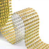 Popxstar 1 Roll 8/24 Rows Gold Silver Crystal Diamond Mesh Rhinestone Ribbon for Birthday Wedding DIY Decoration Cake Wrap Crystal Tulle