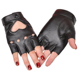 Popxstar girl five Finger PU Leather Gloves Ladys Driving Show Pole Dance Mittens for Women Men heart Gothic lolita cosplay party gloves