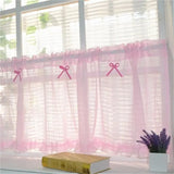 Popxstar Pink Short Sheer Tulle Curtain Semi-Blackout Kitchen Cabinet Coffee Rod Pocket Pleat Curtains Door Window Screens Voile Drapes