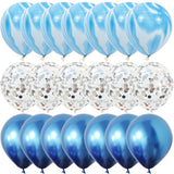 Popxstar  40 Pcs Blue Set Agate Marble Balloons Silver Confetti Balloon Wedding Valentine's Day Baby Shower Birthday Party Decorations