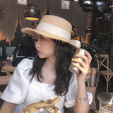 Popxstar Summer Sun Hat Bow Hat Sun Visor Women's Summer Straw Hats Women's Beach Hat Summer Hat Uv Blocking Hat