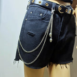 Popxstar Punk Steet Keychains Chain Women Men Moon Star Rivets Skull Accessories Choice Rock Goth Pants Waist Belt Chain On Jeans Jewerly