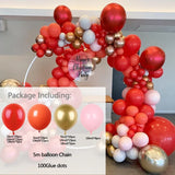 Popxstar 115Pcs Coral Red Balloon Arch Garland Rose Gold Chorme Metallic Balloons Romantic Wedding Party Decoration Birthday Balloons