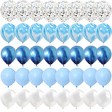 Popxstar  40 Pcs Blue Set Agate Marble Balloons Silver Confetti Balloon Wedding Valentine's Day Baby Shower Birthday Party Decorations