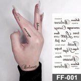 Popxstar Arabic Language Waterproof Temporary Tattoo Sticker Black Love Text Word Letter Body Art Arm Wrist Leg Fake Tatoo For Women Men