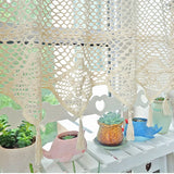popxstar Thread Crocheted Hollow Curtains for Living Room, Tassel, Short Window Curtains for Kitchen, Home Decor, Beige, Cafe Curtain