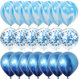 Popxstar  40 Pcs Blue Set Agate Marble Balloons Silver Confetti Balloon Wedding Valentine's Day Baby Shower Birthday Party Decorations