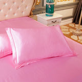 Popxstar 1pc/2pcs Satin Pillowcase Solid Color Pillow Cover High-End Cover Pillow Bedding Pillow Case Cover