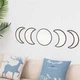 Popxstar 5 PCS Wooden Acrylic Moon Wall Decorative Mirror Moon Cycle Variation Decorative Wall Mirror Creative Bohemian Mirror