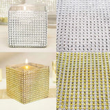 Popxstar 1 Roll 8/24 Rows Gold Silver Crystal Diamond Mesh Rhinestone Ribbon for Birthday Wedding DIY Decoration Cake Wrap Crystal Tulle