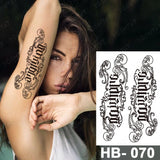Popxstar Arabic Language Waterproof Temporary Tattoo Sticker Black Love Text Word Letter Body Art Arm Wrist Leg Fake Tatoo For Women Men