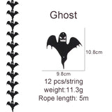 Popxstar 12pcs/string Halloween Decoration Non-woven Bat Skull Ghost String Black Hanging Ornament Scary Horror Halloween Garland Decor