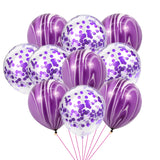 Popxstar  40 Pcs Blue Set Agate Marble Balloons Silver Confetti Balloon Wedding Valentine's Day Baby Shower Birthday Party Decorations