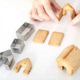 Popxstar 3Pcs Christmas Gingerbread House Biscuit Cutter Set Fondant Cookie Mould Mold For Xmas New Year Party Cake Decor DIY Baking Tool