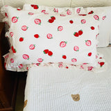 48x74cm  Pink Twin Heart Rabbit Pillow Case Cover Cotton Hairball Ruffle Pillowcase Girl Cute Bedding Toy Bedroom Home Decor