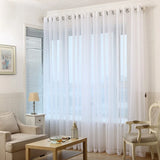 Popxstar White Solid Tulle Curtains Window Screening for Bedroom Kitchen Sheer Voile Blinds Drapes Gauze Treatments Door