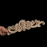 Popxstar Long Rose Flower Exquisite Carving Natural Wood Appliques Furniture Wooden Mouldings Wmqe Vintage Unpainted Decoration Decal