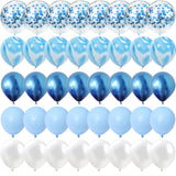 Popxstar  40 Pcs Blue Set Agate Marble Balloons Silver Confetti Balloon Wedding Valentine's Day Baby Shower Birthday Party Decorations