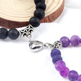Popxstar Valentines Day Gift 2Pcs/Set Beads Bracelet For Lovers Natural Stone Distance Heart Magnet Couple Bracelets Friendship Fashion Jewelry Gift