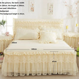 Popxstar Princess 1 Piece Lace Bed Skirt + 2 Piece Pillowcases Bedding Bedspreads Sheet Pink Lace Bedding Set Bed For Girl Bed Cover