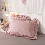 2 pcs Plaid Stripes Cotton Pillow Cover European Princess Style Ruffle Trim 48x74cm Home Textile Sleeping Soft Fabric Pillowcase