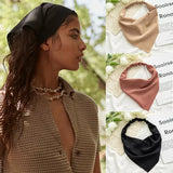 Popxstar Woman Girls Solid Summer Head Scarf Chiffon Triangle Bandanas Women Elastic Hairband Hair Accessories Headwear Ornaments