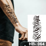 Popxstar Arabic Language Waterproof Temporary Tattoo Sticker Black Love Text Word Letter Body Art Arm Wrist Leg Fake Tatoo For Women Men