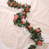 Popxstar Silk Artificial Rose Vine Hanging Flowers for Wall Christmas Rattan Fake Plants Leaves Garland Romantic Wedding Home Decoration