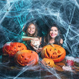 Popxstar Halloween Decorations Artificial Spider Web Super Stretch Cobwebs with Fake Spiders Scary Party Scene Decor Horror House Props