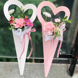 Popxstar Flower Bag Kraft Single Paper Rose Florist Wrapping Gift Box Flower Packaging Creative Love Handle Flower Box Home Decoration