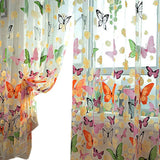 Popxstar 1PC Tulle Curtain For Bedroom Kitchen Kids Room Decoration Louver Window Treatments Romantic Butterfly Pattern Sheer Drape