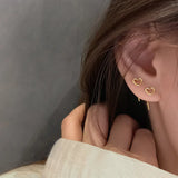 Popxstar Korean Fashion Jewelry Shining Rhinestone Hollow Heart Drop Earrings for Women Girls Vintage Red Crystal Earrings