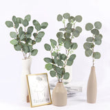 Popxstar 10PCS Fake Plants Eucalyptus Leaf Artificial Flower Basket Vase for Home Decor Wedding Bouquet Materials Christmas DIY Gifts Box