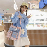 Popxstar Large Capacity Tote Bags Trendy Nylon Patchwork Shoulder School Book Bag for Teenage Girls Fashion Student Handbag Crossbody Sac