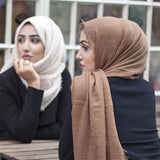 Popxstar 180X95CM Women Classic Muslim Crinkle Hijab Scarf Soft Cotton Head Scarves Turban Shawls Wraps Islamic Headband Femme Musulman