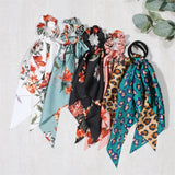 Popxstar New Fashion Print Bow Scrunchies Hair Ribbon For Women Elastic Hair Band Girls Horsetail Hair Ties Hair Accessories